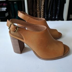 Madewell 'The Cary' Brown Leather Buckle SandalsOpen toe heels